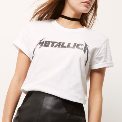 White Metallica print band T-shirt